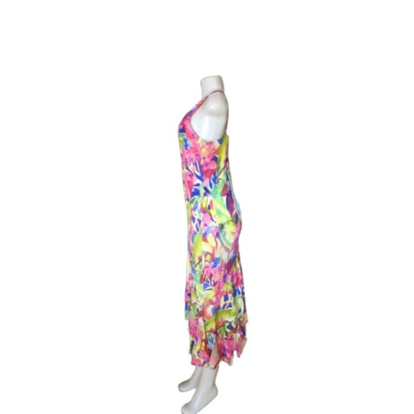 Jams World Hawaiian Tropical Print Sleeveless High-Low Hem Dress Size M - Picture 5 of 9